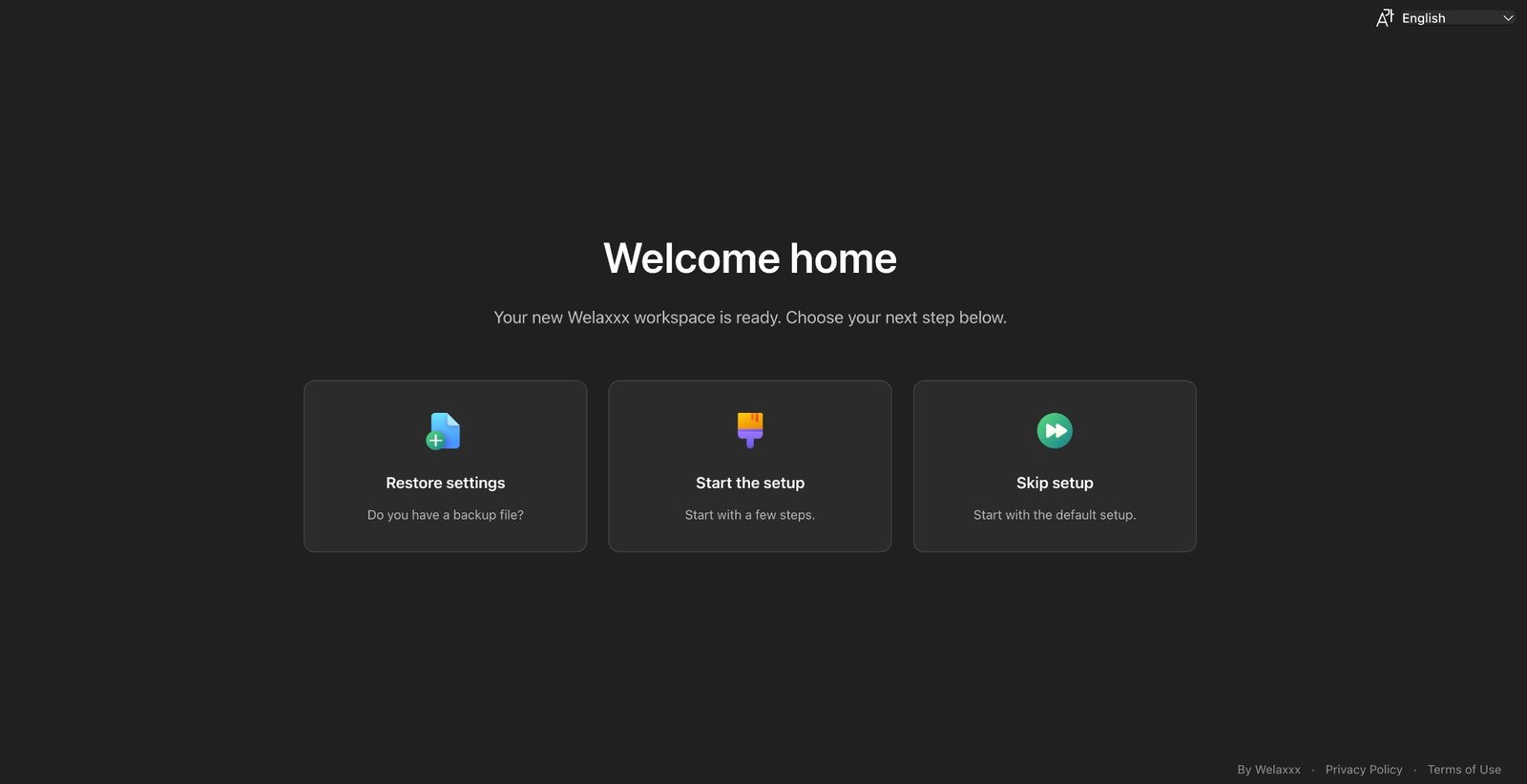 Welaxxx New Tab welcome home startup page